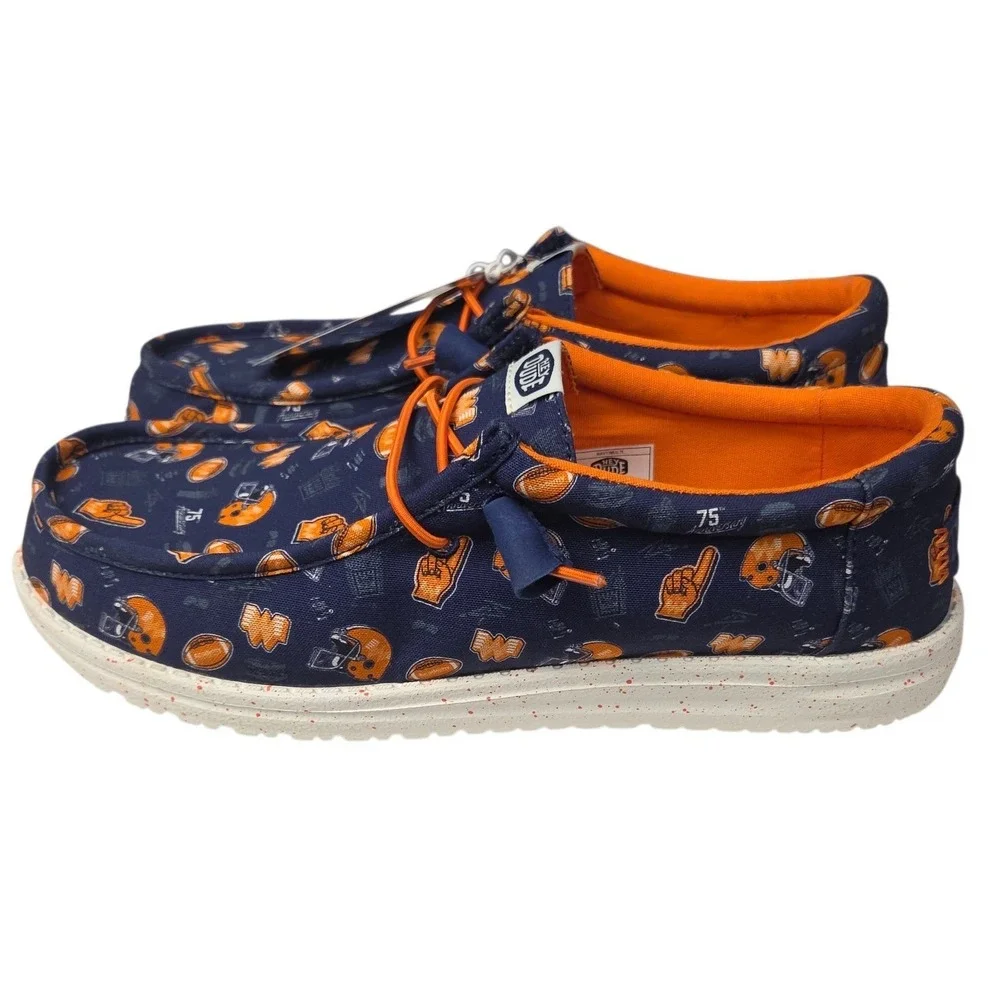 Hey Dude Wally Whataburger Mens 10 Blue Orange Slip On Casual Shoes Texas NWT